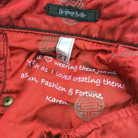 Fortune Womens Beijing Belle Boot Cut Dark Wash Stretch Blue Denim Jeans Size 27 - Picture 10 of 13